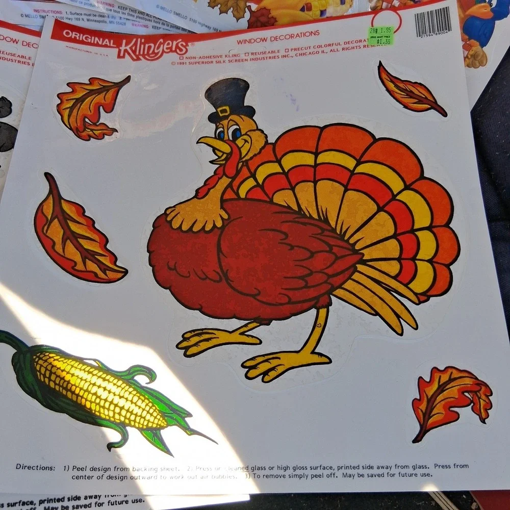 Vintage 90s NOS Fall Harvest Thanksgiving Klingers Mello Smello Magic Window...